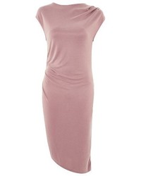 Topshop Asymmetrical Slinky Drape Midi Dress