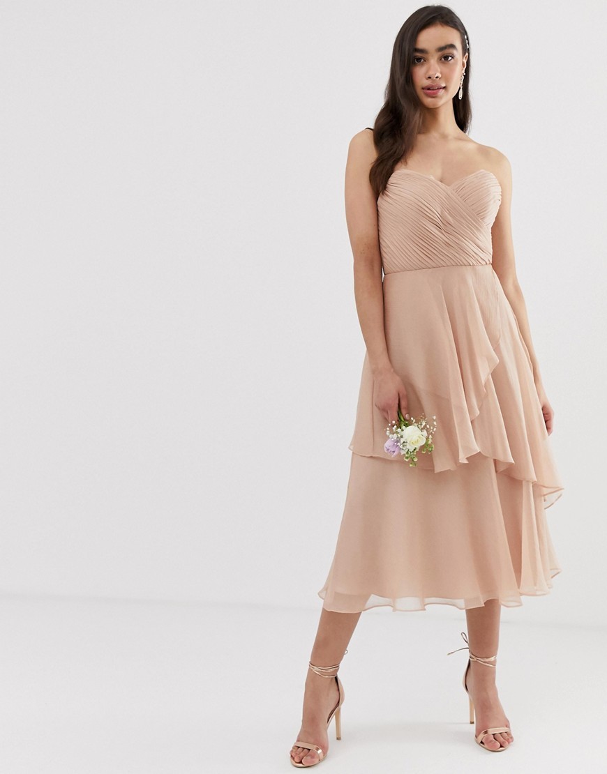 Asos design soft layered bandeau best sale midi dress