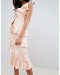 Forever Unique Frill And Bow Detail Midi Dress