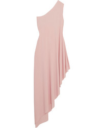 Norma Kamali One Shoulder Stretch Jersey Midi Dress Pastel Pink