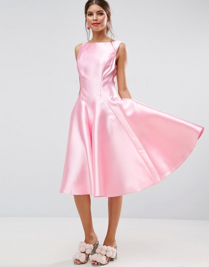 pink midi prom dress