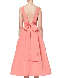 Carolina Herrera Sleeveless Tie Back Midi Cocktail Dress Shell Pink