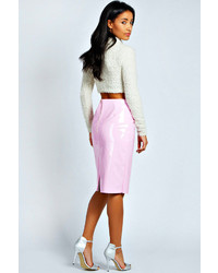 Boohoo Lexie High Shine Patent Midi Skirt