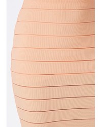Missguided Burn Out Stripe Midi Skirt Nude