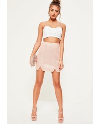 Missguided Pink Mesh A Line Double Split Mini Skirt