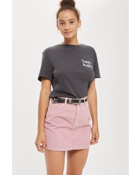 Topshop Moto Pink Cord Mini Skirt