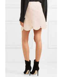 Valentino Studded Scalloped Wool And Mini Skirt