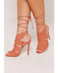 Missguided Cut Out Tie Back Mules Pink