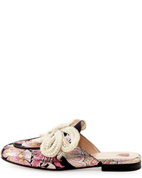 Gucci Princetown Bow Brocade Mule Pink