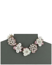 Betsey Johnson Flower Faceted Stone Cluster Frontal Necklace Necklace
