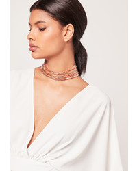 Missguided Layered Multi Chain Choker Necklace Rose Gold