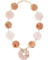Devon Leigh Multi Stone Statet Necklace Pink