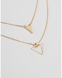 Asos Multirow Choker Triangle Necklace