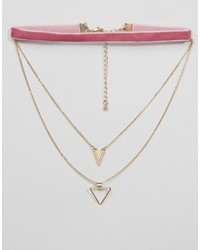 Asos Multirow Choker Triangle Necklace