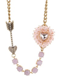 Betsey Johnson Pink Heart Arrow Necklace