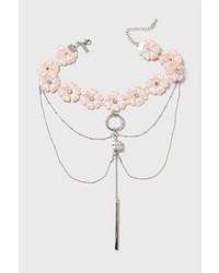 Pretty Pink Choker Multirow Necklace