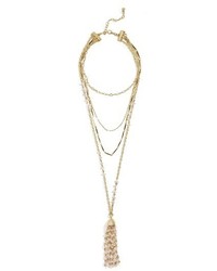 BaubleBar Quartz Tassel Layered Necklace