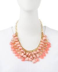 Greenbeads Square Bib Statet Necklace Clearpink
