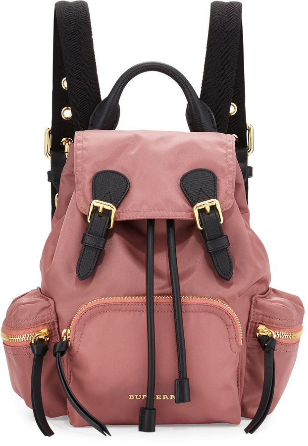 pink nylon backpack