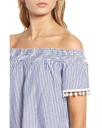 Love, Fire Smocked Check Off The Shoulder Top