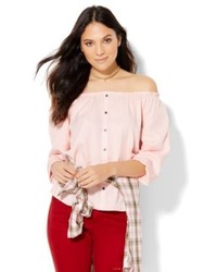 New York & Co. Soho Off The Shoulder Blouse Pink Shell