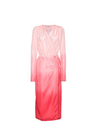 Pink Ombre Silk Wrap Dress