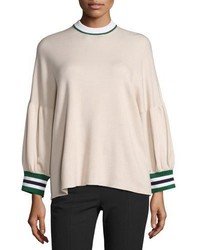 Tibi Oversized Puff Sleeve Pullover Top Pink