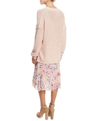 See by Chloe Oversized V Neck Pullover Sweater Pink