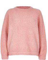 River Island Pink Fluffy Wool Blend Sweater