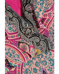 Etro Sequin Embellished Paisley Print Silk Gown Pink