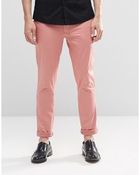 Asos Brand Super Skinny Pants In Cotton Sateen In Pink