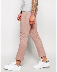 Asos Brand Superskinny Cropped Pant In Pink Cotton Sateen