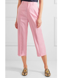 Gucci Cropped Wool Blend Straight Leg Pants Baby Pink