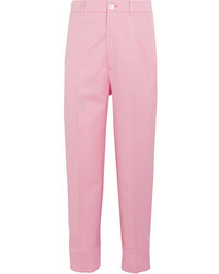 Gucci Cropped Wool Blend Straight Leg Pants Baby Pink