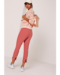 Missguided Cropped Cigarette Trouser With Zip Back Detail Pink