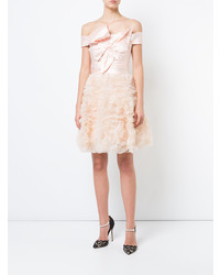 Marchesa Notte Frill Embroidered Dress