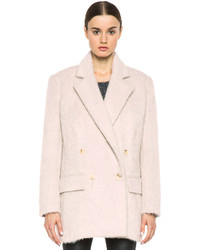 BLK DNM Double Breasted Wool Blend Coat In Dusty Pink