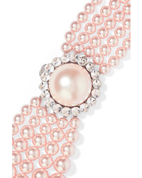 Miu Miu Faux Pearl And Crystal Necklace Pastel Pink