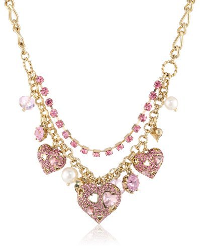 Betsey Johnson Iconic Pinkalicious Crystal Heart Multi Charm 