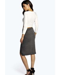 Boohoo Delia Drape Asymmetric Hem Midi Skirt