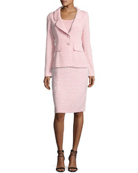 St. John Spring Tweed Pencil Skirt Pink