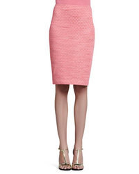 St. John Collection Space Dyed Damier Pencil Skirt Flamingo Pink