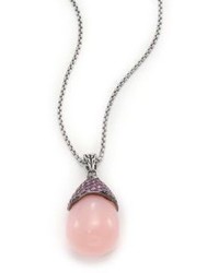 John Hardy Classic Chain Pink Opal Light Pink Sapphire Sterling Silver Pendant Necklace