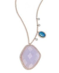 Meira T Diamond Opal 14k Rose Gold Pendant Necklace