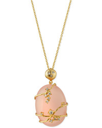 Indulgems Large Pink Chalcedony Crystal Vine Pendant Necklace