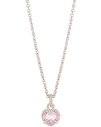 Judith Ripka Linen Pink Crystal Heart Pendant Necklace