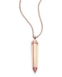 Marlo Laz Crystal Obelisk Pink Sapphire Pendant Necklace