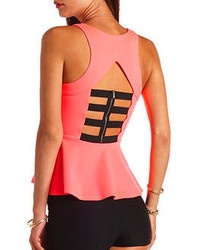 Charlotte Russe Caged Zip Back Peplum Top
