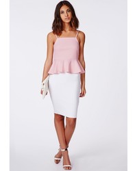Missguided Rosemary Ribbed Peplum Cami Top Pink