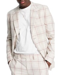 Topman Skinny Fit Single Breasted Plaid Suit Jacket In Light Pink At Nordstrom